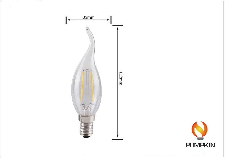 Filament LED 2W E14 E12 Flame Candle Bulb